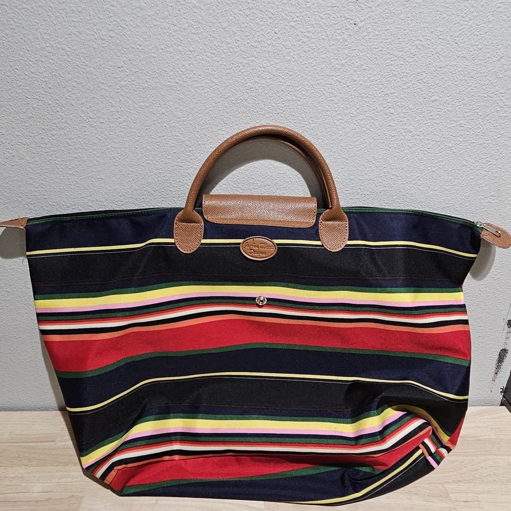 JoAnn Marie Designs Packable Fold Up Shopper Weekender Travel Tote Bag Striped